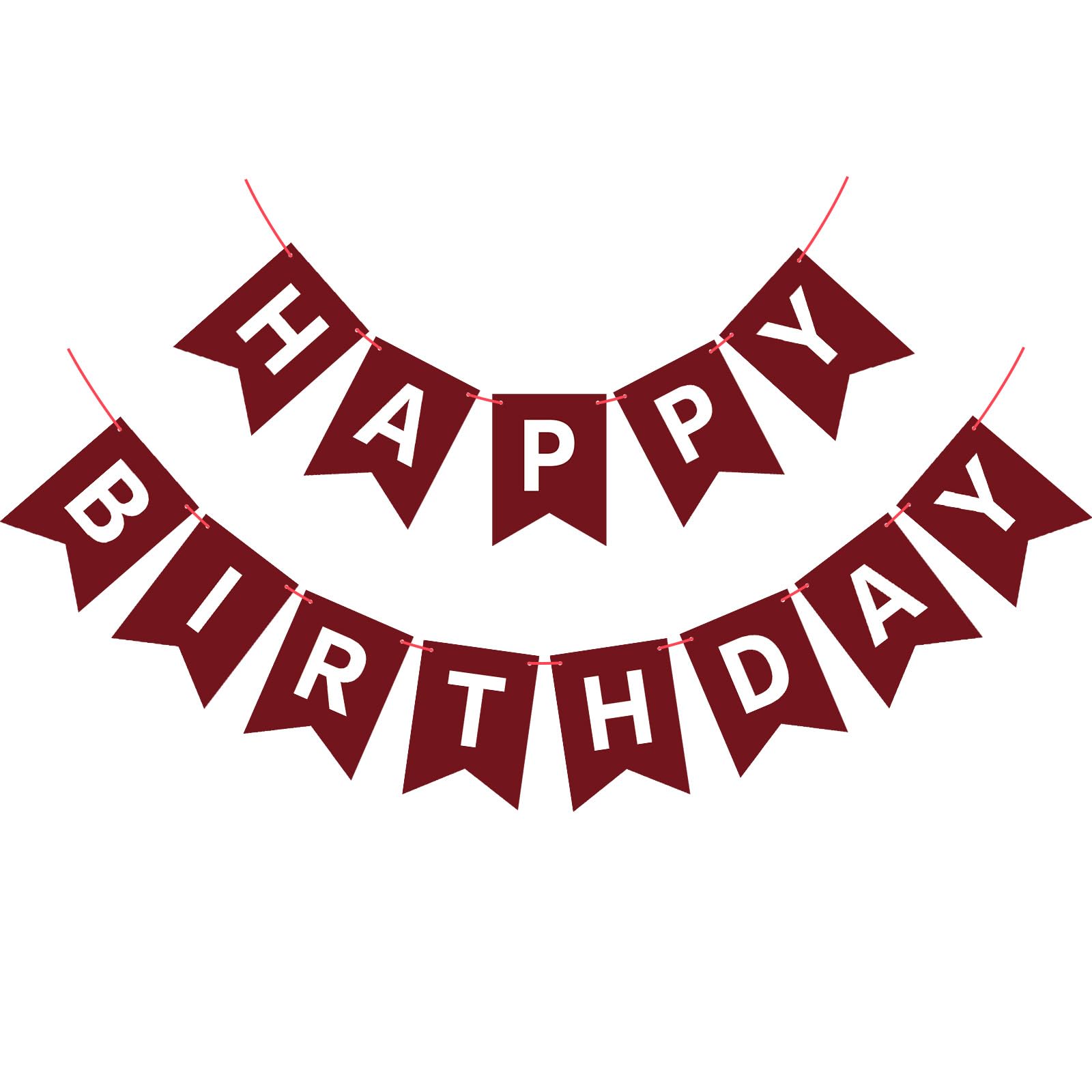 Burgundy Birthday Banner Sign Happy Birthday Bunting Banner Garland for Kids Girl Woman Tea Party Decorations Bunting Flag Party Supplies