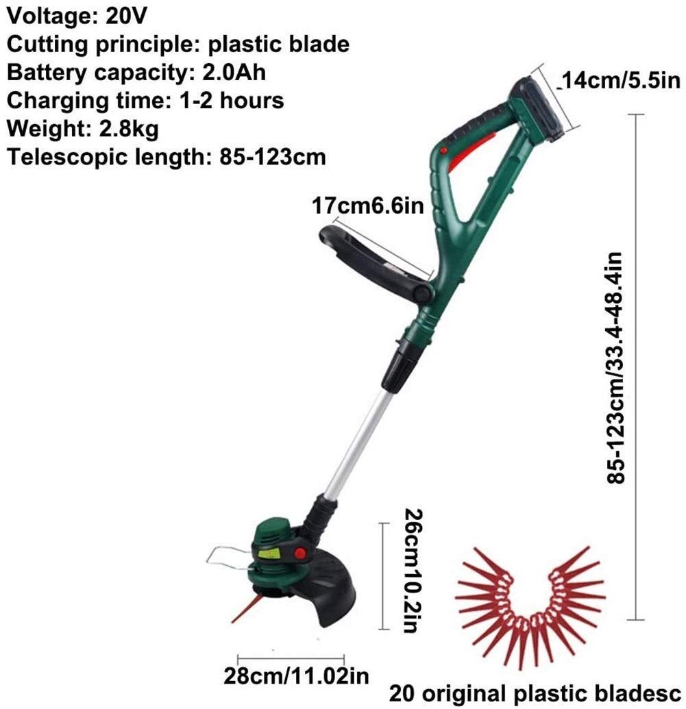 Tagliaerba rotativo a Batteria con Batteria da 2,0 Ah Tagliaerba Elettrico per Erba per Uso Domestico Teles Tagliaerba Leggero, Erba