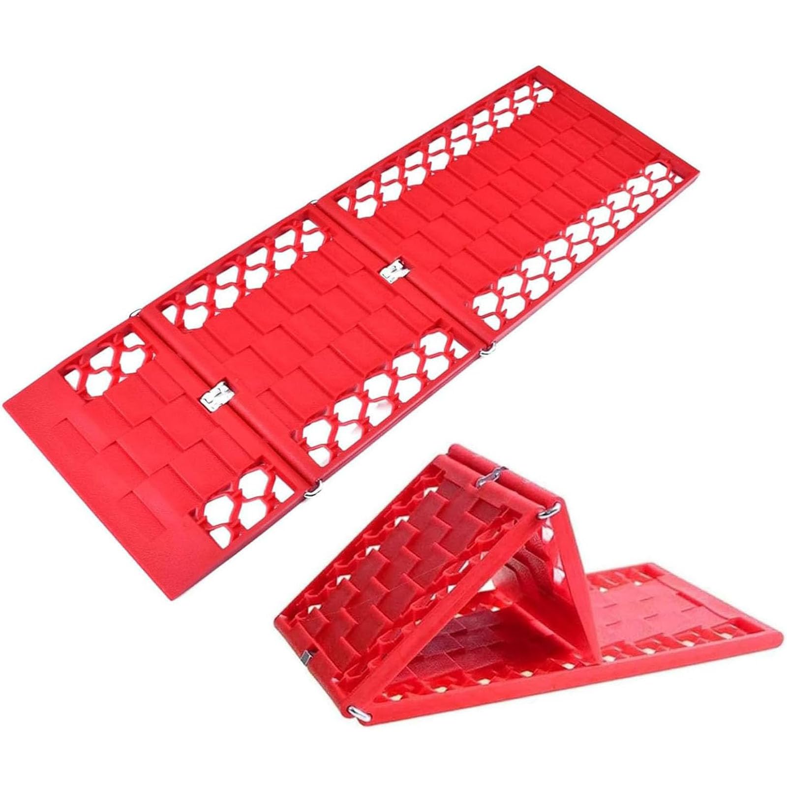 Anfahrhilfe Faltbar Set 2 Stück Sandbleche Offroad Anfahrhilfe Wohnmobil 10T Last Für PKW LKW Geländewagen Wohnmobil Sand/Schlamm/Schnee Anfahrhilfe Antirutsch,Rot
