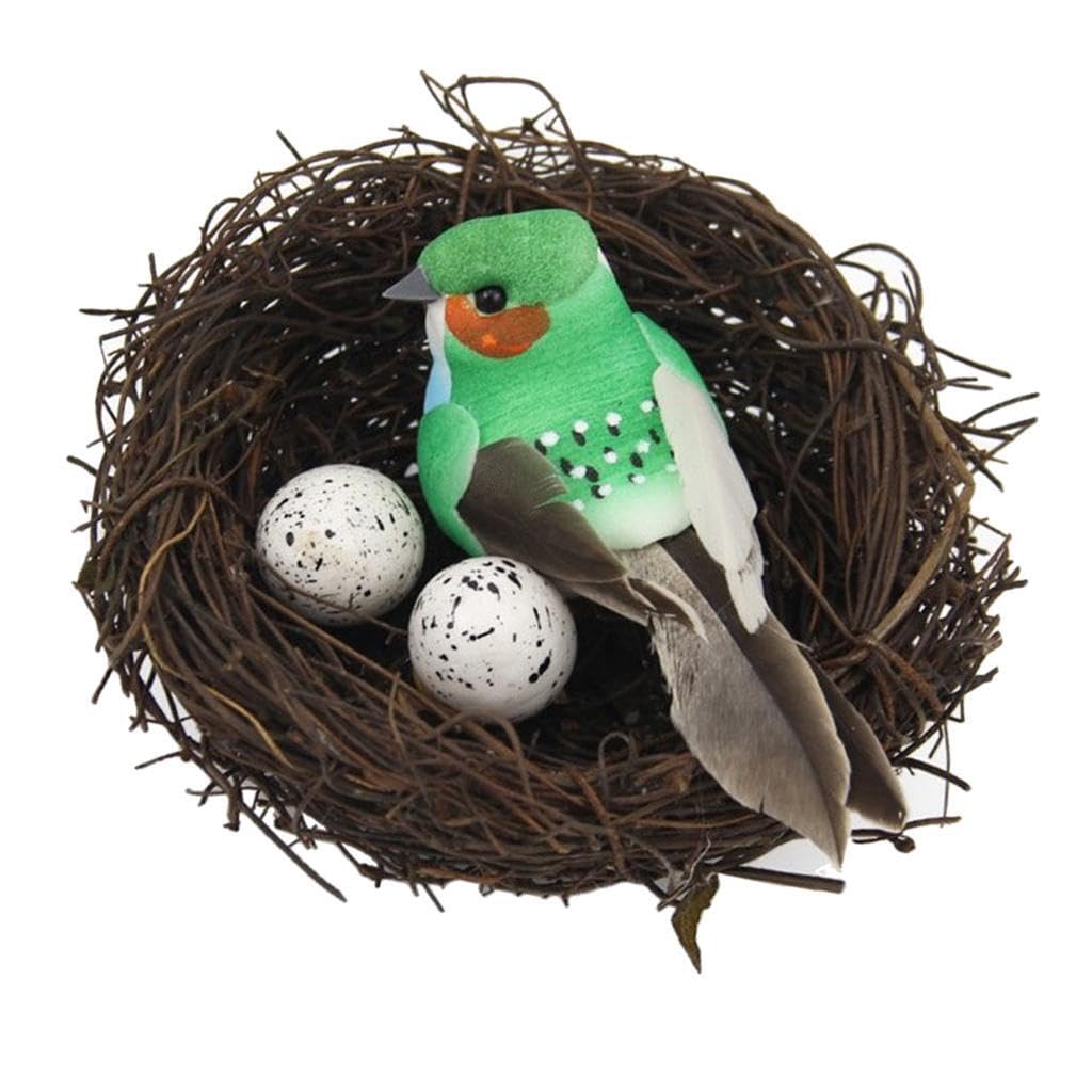 Mophrati Birds Figurines Outdoor Garden Ornament Small Birds In Artificial Feathers Nest Each Nest And Bird Is Not Completely Identical Garden Sculpture Lawn