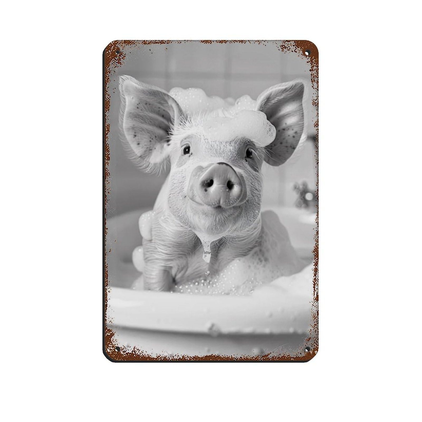 Pig in The Bathtub, Funny Animal Poster (2) Tin Sign Vintage Metal Pub Club Cafe Bar Home Wall Art Decoration Poster Retro 8x12inch(20x30cm)