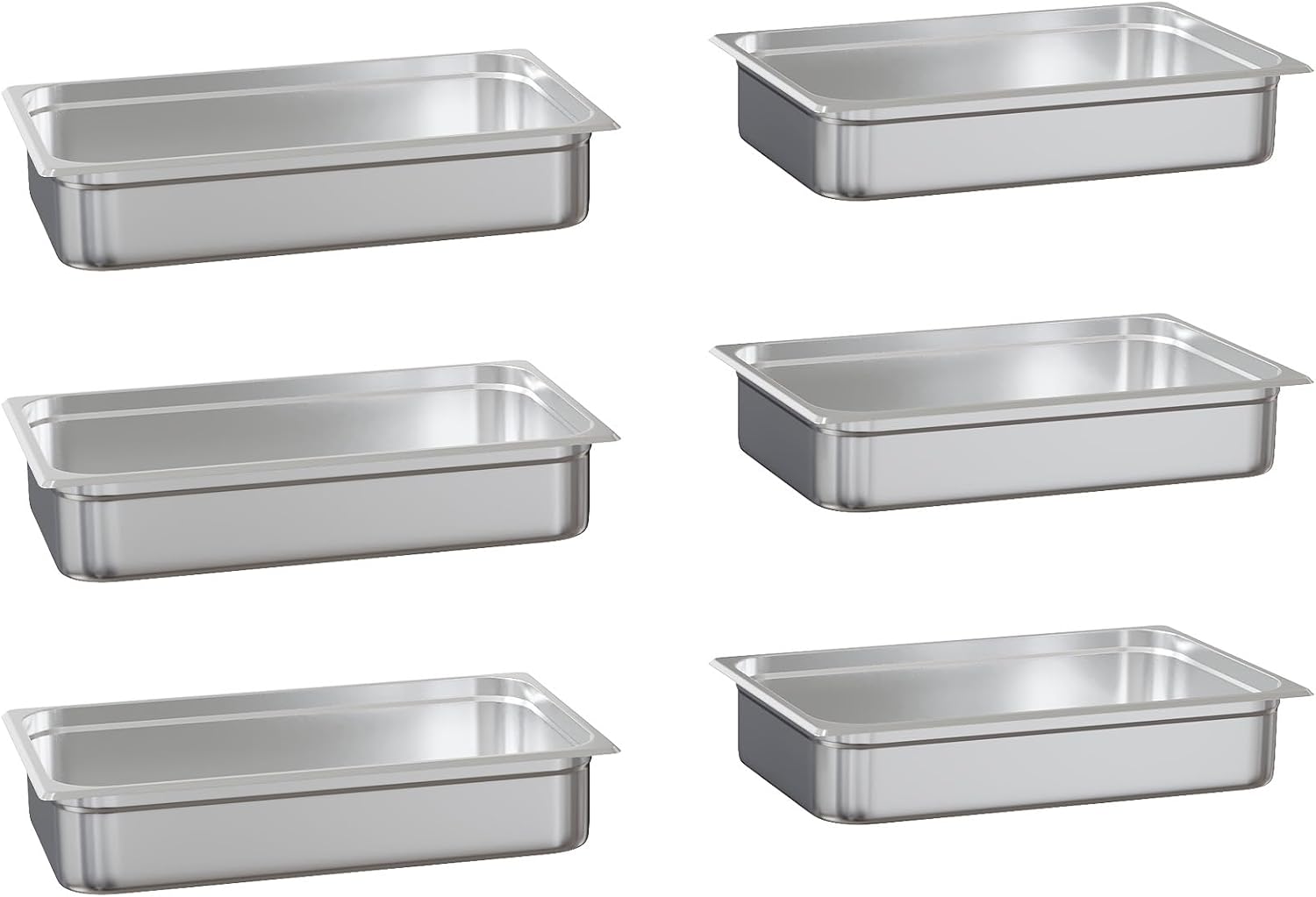 6 Pack Hotel Pans 4 Inch Deep, NSF Certified Full Size Stainless Steel Steam Table Pans Anti Jamming Commercial Kitchen Food Prep Pans for Catering Buffet Serving and Storage