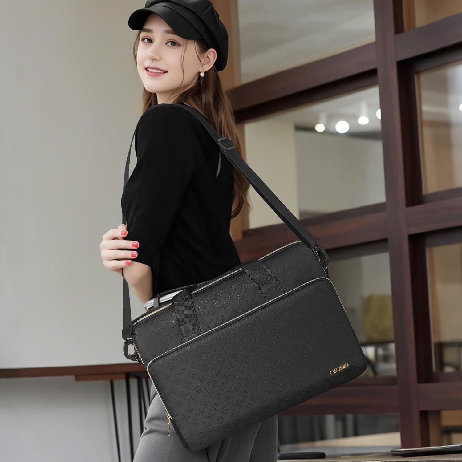 NIDOO 17,3 Pouces Sacoche Ordinateur Portable Sac à Bandoulière Sac a Main PC Mallette de Protection pour 17.3" IdeaPad 3 Gen 7/ Legion 5 5i/ ThinkPad P17/ ENVY Laptop 17/ ZenBook Pro 17/ LG gram 17