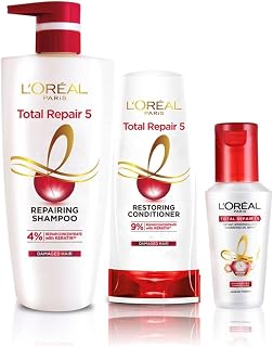 L'Oreal Paris Repairing Shampoo + Restoring Conditioner + Smoothening and Repairing Serum For Damaged and Weak Hair, With Price In India