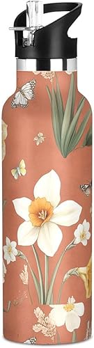 Miniatura 20 de Orchid Pansy Hyacinth - Botellas de agua reutilizables sin BPA con aislamiento de doble pared para escuela y deportes al aire libre