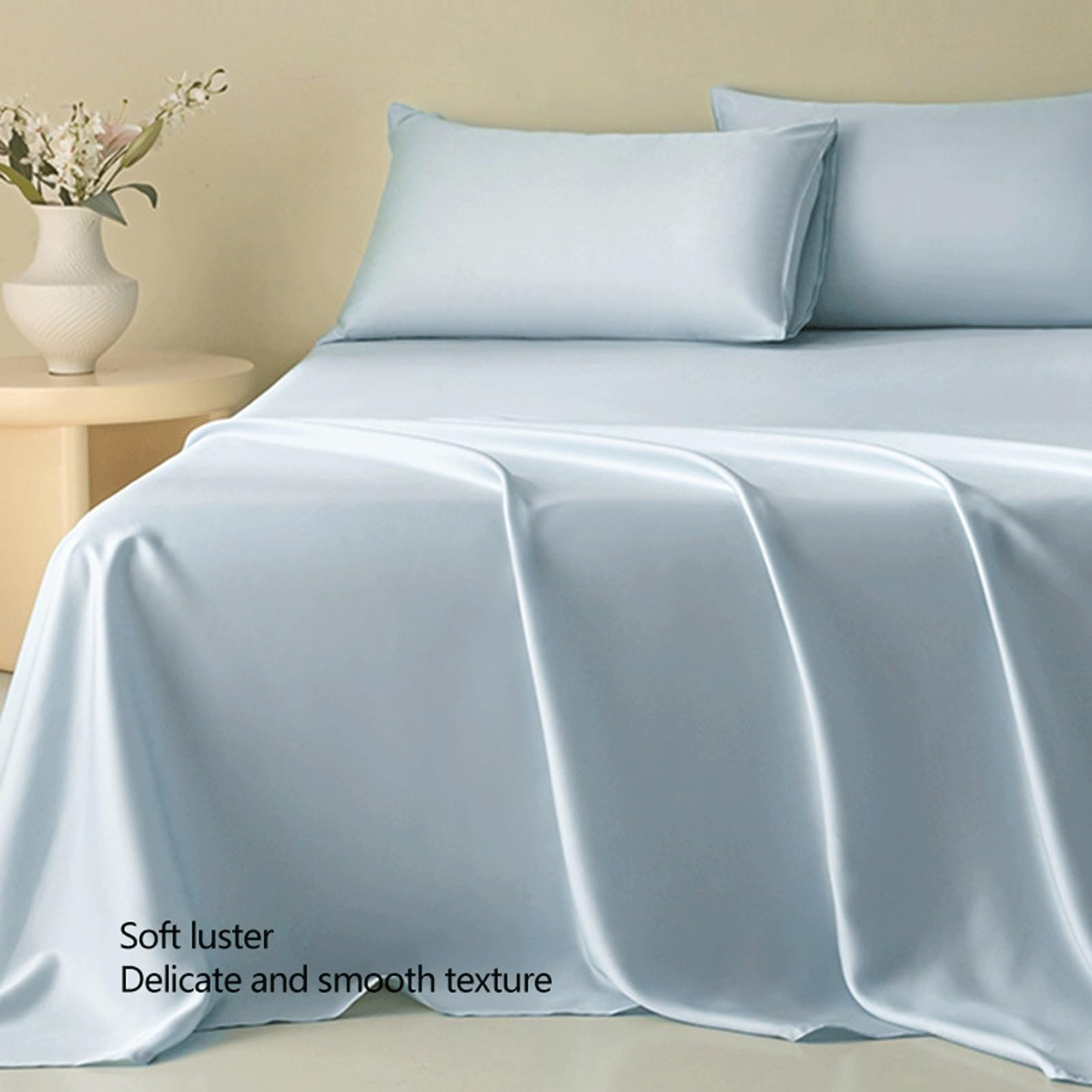 Sábana Encimera 160x230cm a 245x265cm Sábana Plana de Tencel de 500 Hilos Transpirable Ultra Suave para Cama 90cm a 200cm(White,245x265cm+48x74cm x2)