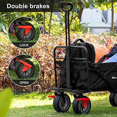 BEAU JARDIN 80KG capaciteit opvouwbare kampeerwagen outdoor duw wagen trolley met rem aanhangwagen transport vrijstaand… - Afbeelding 7