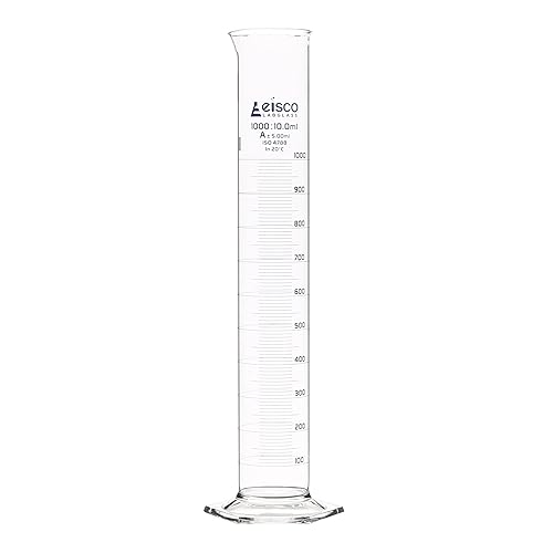 Vista 16 de EISCO Cilindro graduado, 67.6 fl oz - Tolerancia clase A ±10.0.0 fl oz - Base hexagonal - Graduaciones azules - Vidrio de borosilicato 3.3