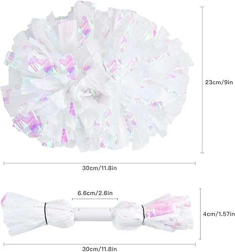 Miniatura 9 de Supkiir 4 pompones de animadora para disfraz de animadora para mujer, 2 pares de pompones de animadora para niños y niñas, juegos deportivos
