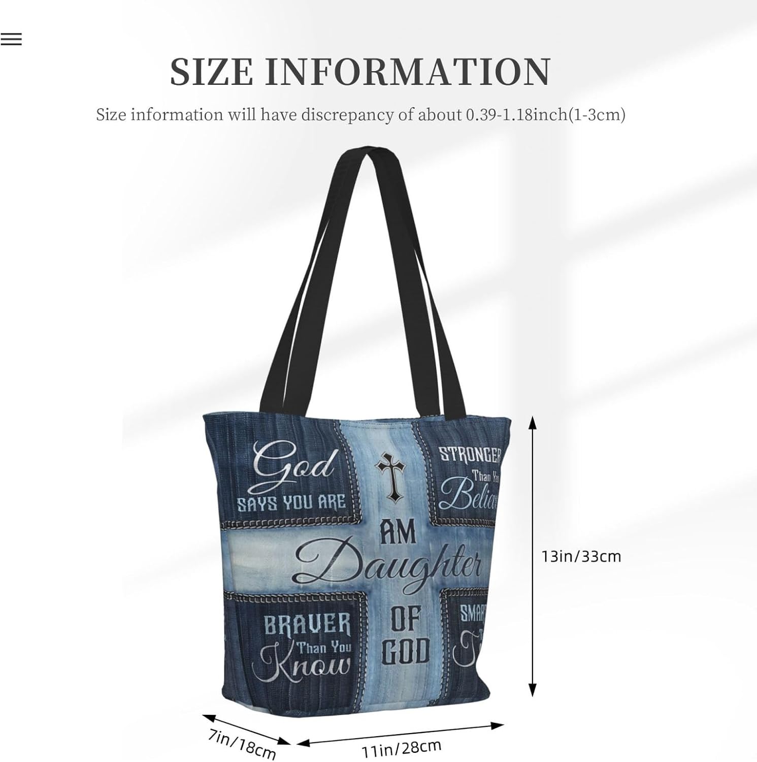 Christian Gifts Reusable Shopping Tote Bag Zippered Inspirational Tote Bags for Women Bible Verse Shoulder Bag - Image 6