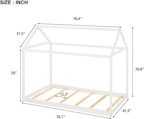 Miniatura 2 de Harper & Bright Designs Cama individual para casa, marco de madera maciza para niños y niños pequeños, no necesita somier (blanco) Blanco,Espresso