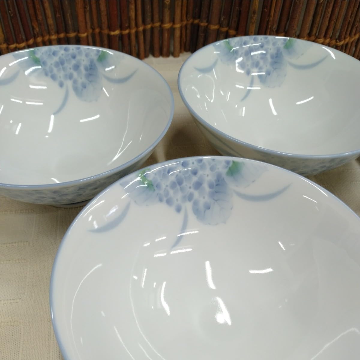 Amazon.co.jp: 保管品美濃焼 淡彩あじさい お茶碗 5個 (12cm 飯碗 中平