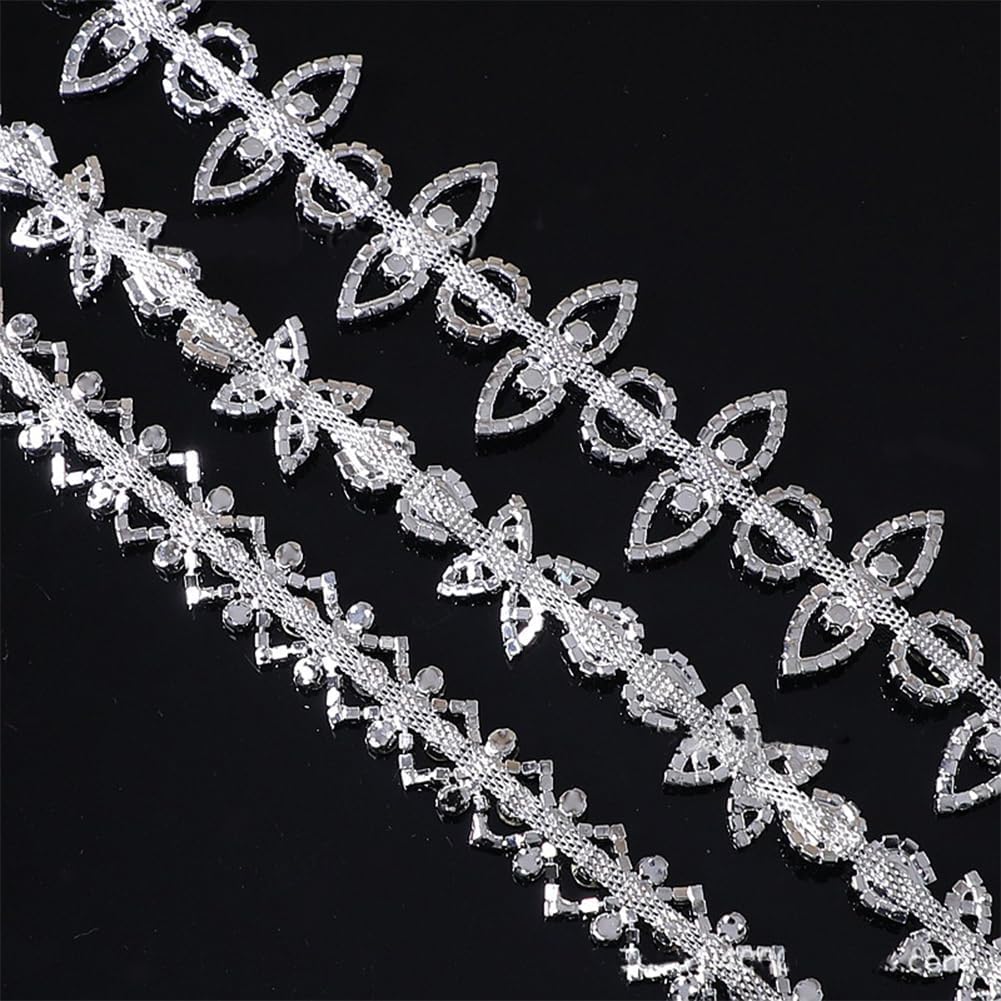 1 Yard Rhinestone Chain Trim Crystal Rhinestone Close Chain Trim for Wedding Dress Sewing Crystal Rhinestone Applique Craft DIY Decoration