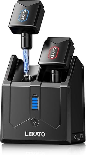 LEKATO 5.8GHz Wireless Guitar System Upgraded with Charging Box, Wireless Guitar Transmitter Receiver High Fidelity Sound 4 Channels Audio System for Electric Guitar Bass