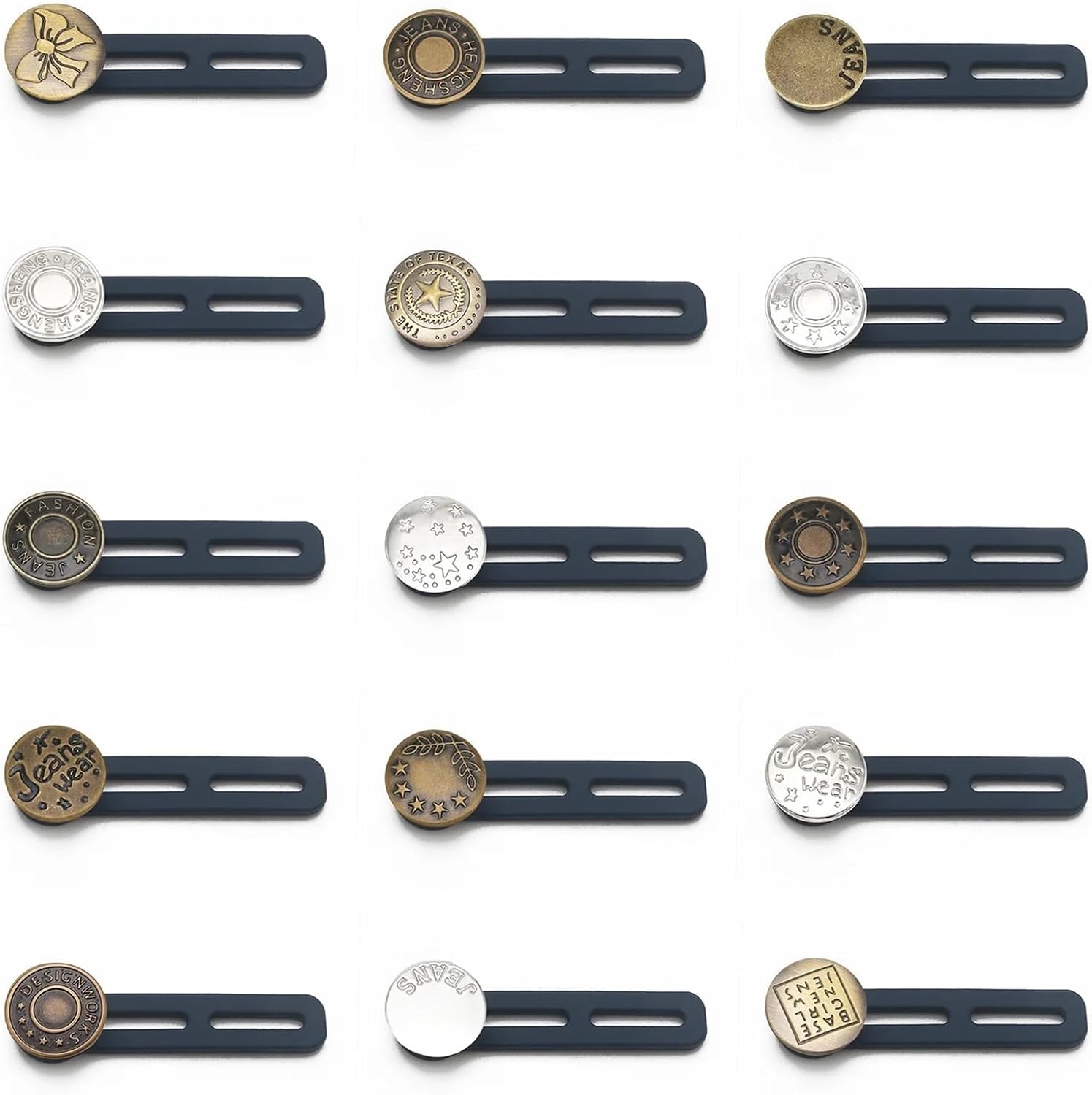 Waistband Extenders 60 Pcs Pants Jeans Metal Button Extender Free Sewing Universal Retractable Waist Expander, Instant Belt Buckle Extension Solution(JS10-6L)