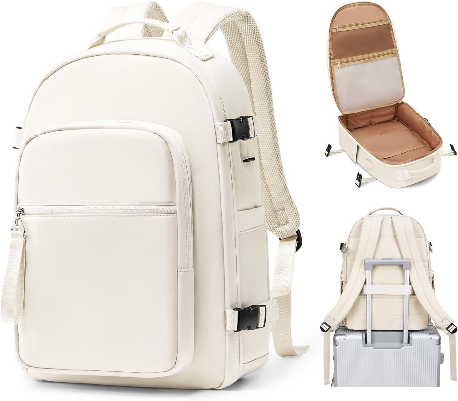 Large Travel Backpack for Women Men Carry on Backpack for Airplanes Mochila De Viaje Para Mujer Hiking College Gym Backpack Beige Personal Item Backpack Carry on Flight Approved