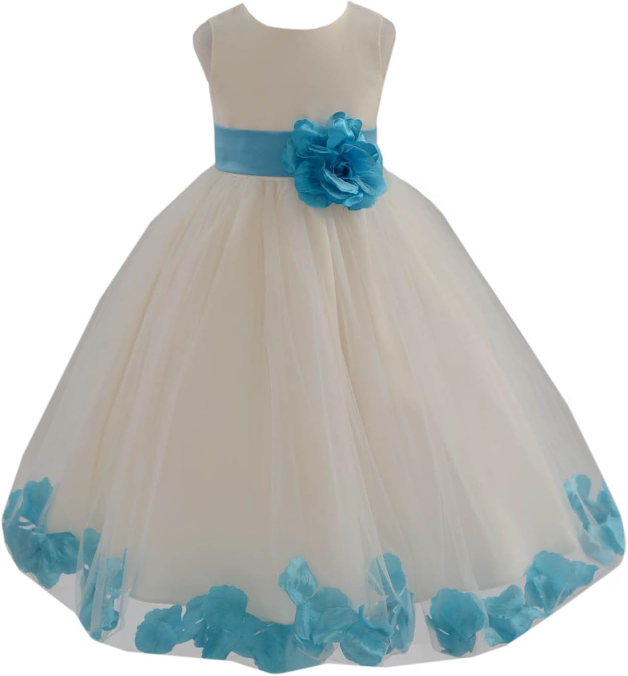 Ivory Flower Girl Dress Blush Pink Pigeon Blue Green Yellow Maroon Wine 814S