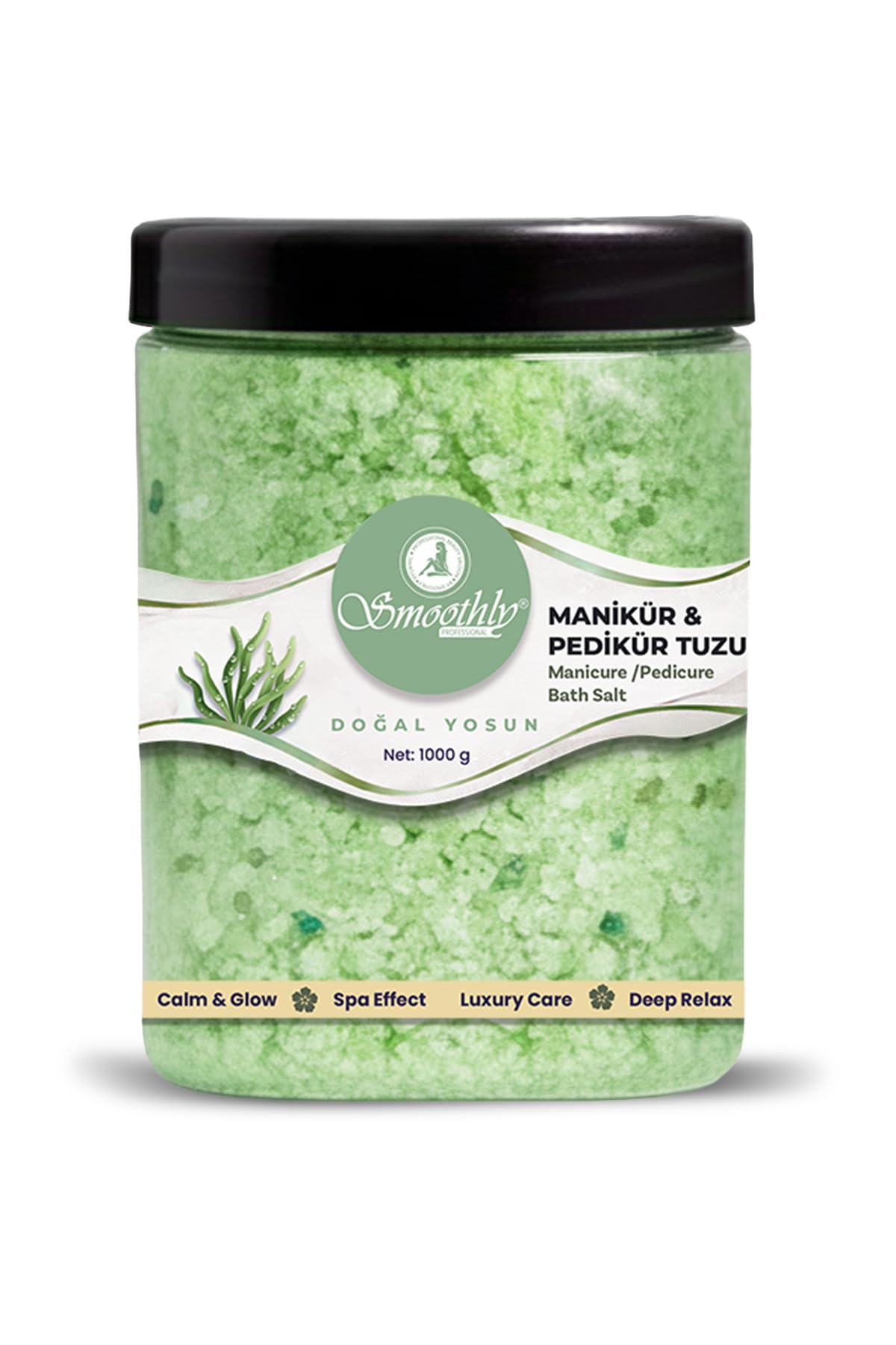 Smoothly Manikür Pedikür ve Banyo Tuzu, 1000g Dev Boy, Yosun Aromalı, Doğal Mineralli, Spa Etkili, E