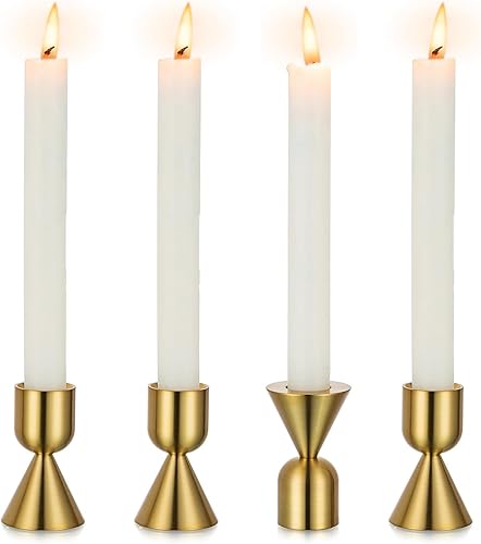 Miniatura 9 de NUPTIO Candelabro de palillo de vela 6 piezas de candelabros cónicos negros para centro de mesa, candelabros cónicos de aluminio pequeño vintage