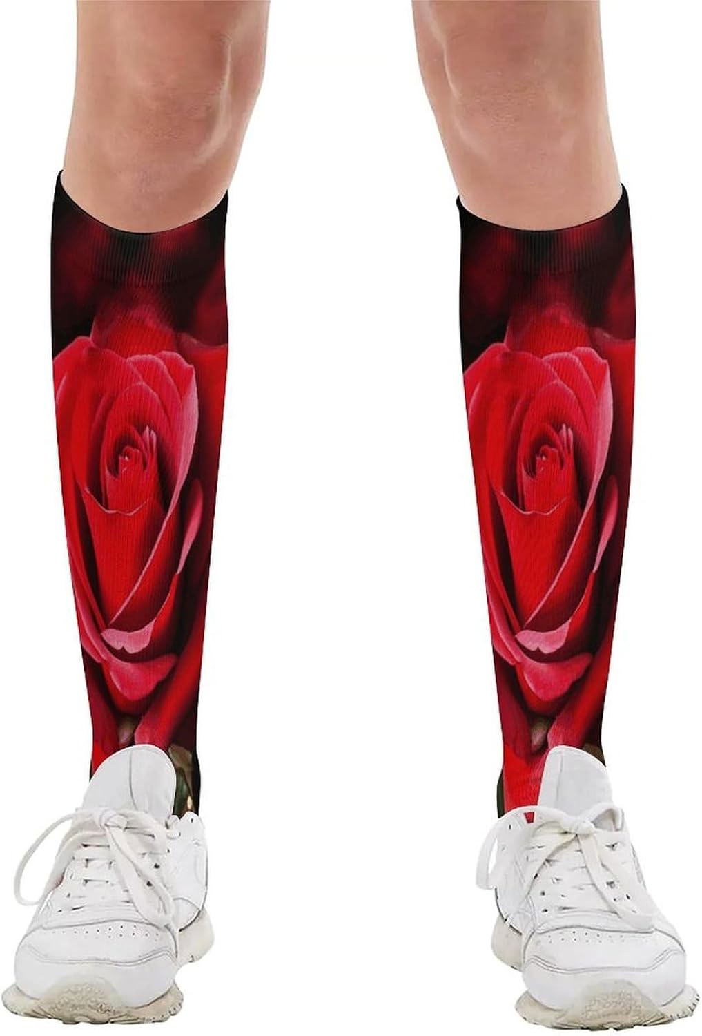 Rose Flower Socks Hiking Boot Socks Casual Knee High Sock Cozy Outdoor Sport Socks for Women Men