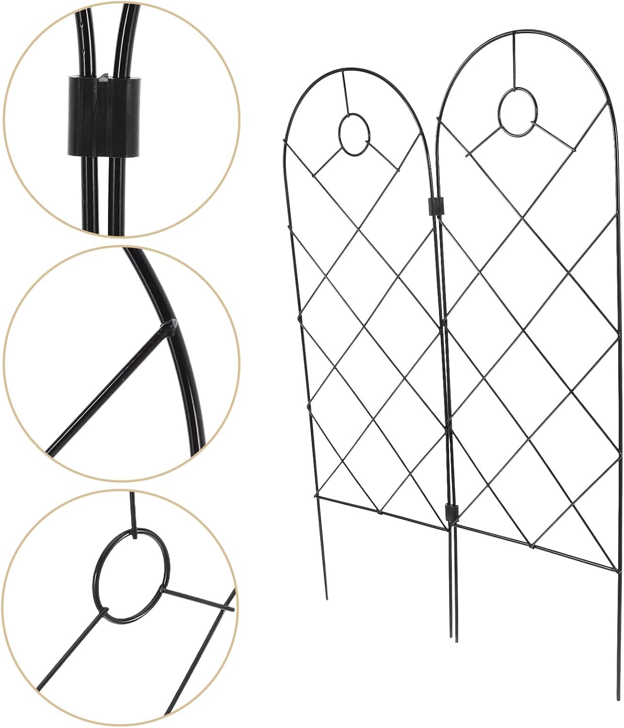 2pcs Foldable Iron Garden Trellis Plant Stake Support for Climbing Vines Indoor Outdoor Gardening Plant Vine Holder