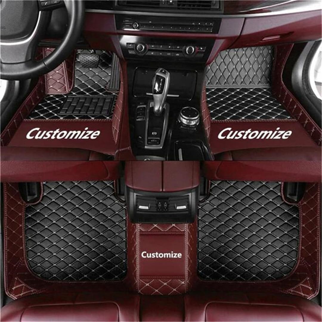 Custom car Floor mats Suitable for 98% car Truck SUV,car mats All Weather Personalized,Full Coverage Luxury Car Mats, Anti-Slip Leather Floor mats.Floor Liner Car Accessories (Black and Coffee Side)