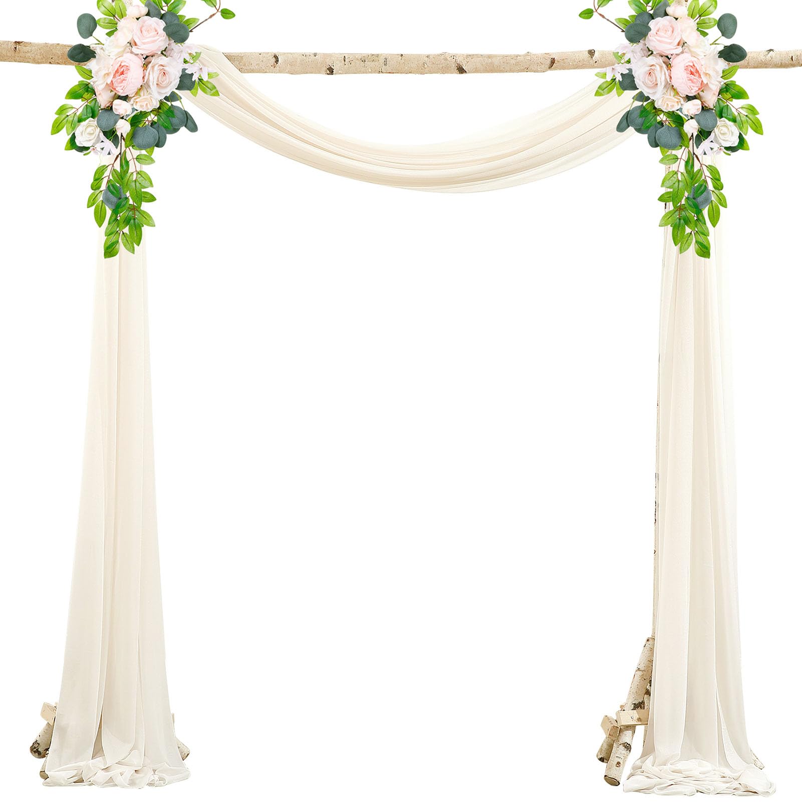 BOYOUTH Tende con mantovane in voile kaki, lunghe tende in chiffon trasparente, per drappeggi per archi di nozze, decorazioni per feste all'aperto, 76 x 600 cm, 1 pannello