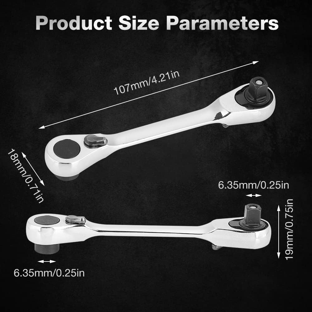 Keenso 1/4 Inch Wrench, Rust Resistant, Rubber Grip, Chrome Plated
