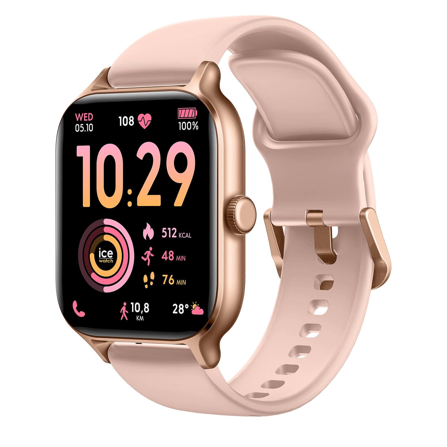 Ice-Watch – ICE fit RT 3.0 Rose-gold Nude – różowo-złoty smartwatch dla kobiet z silikonowym paskiem – 025278 (1,75 cala)