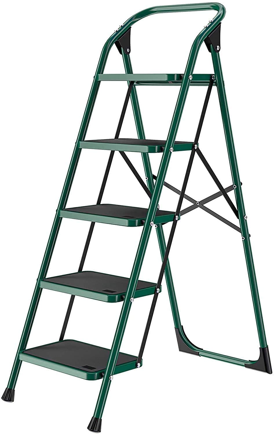 5 Step Ladder, Folding Step Stool w/NonSlip Rubber Feet, 330lbs Load