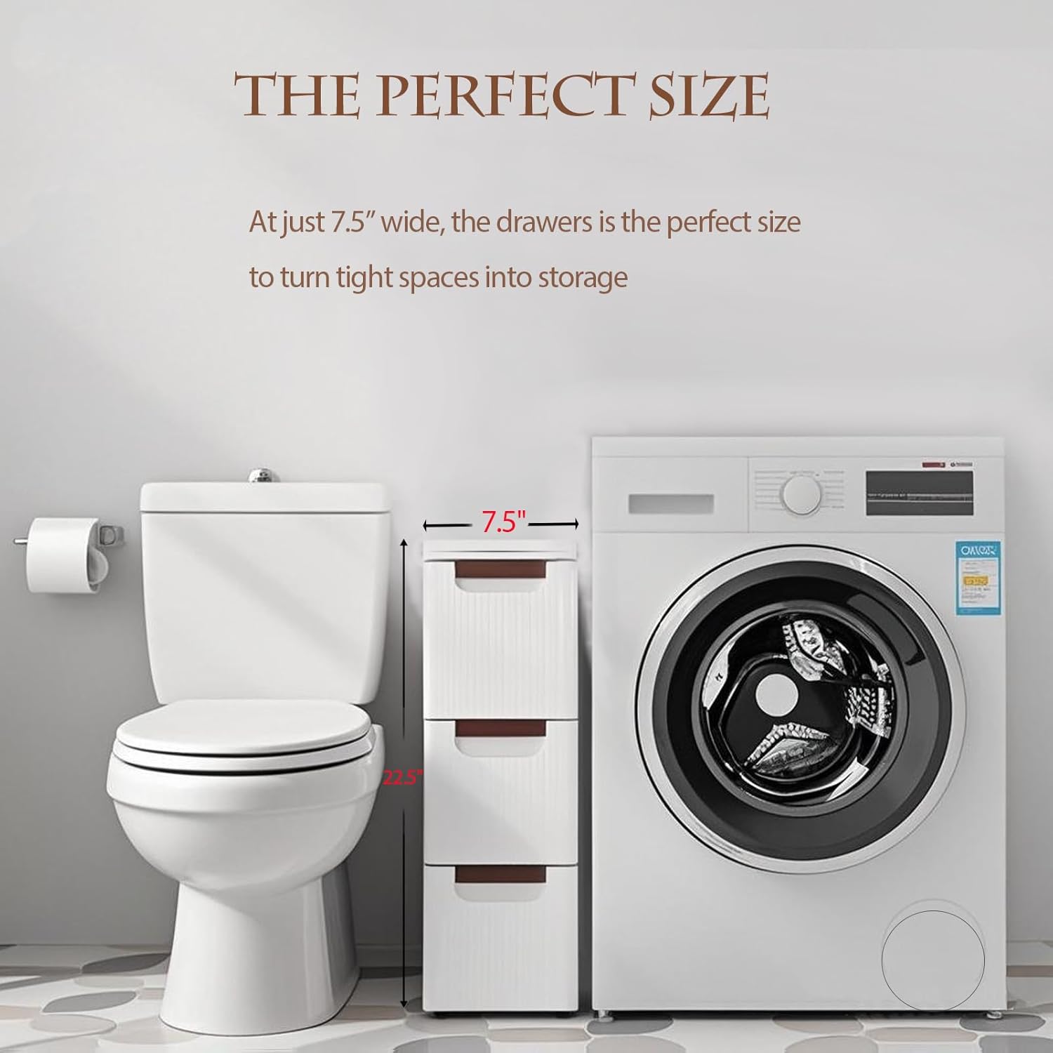 POWERSTONE 3-Drawer Plastic Rolling Storage Cabinet, Narrow Organizer Cart with 4 Wheels, Space-Saving Slim Mobile Utility Cart for Bedroom, Bathroom, Office & Classroom