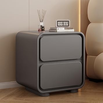 Wood Nightstand with Storage, Modern Bed end Table with Drawer, Tall Bedside Desk, Side Cabinet, Side end Bedside, Table end Table for Bedroom Color Dark gray, Size 40x40x50cm