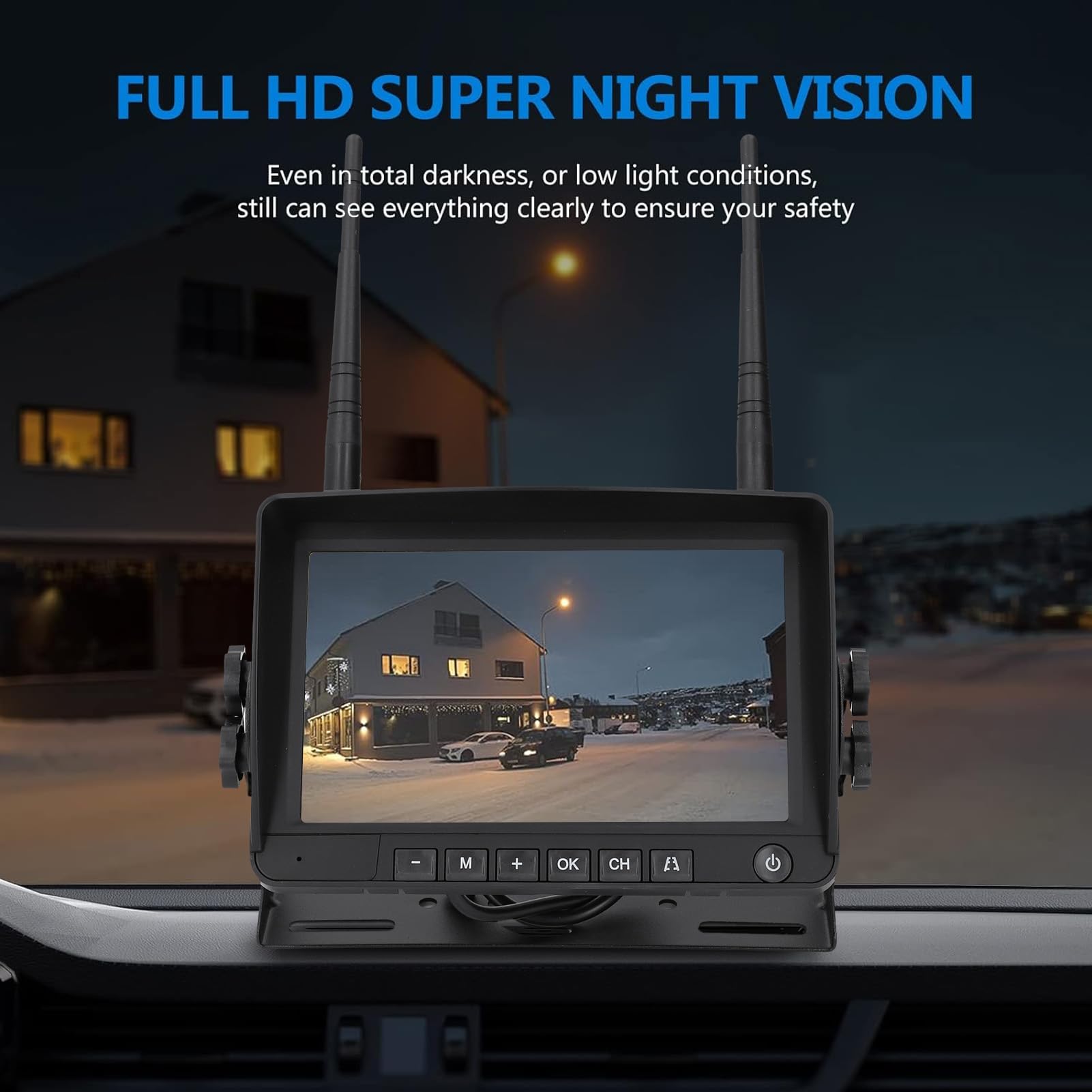 Magnetyczna Bezprzewodowa Kamera Cofania, 1080P DVR 7-calowy Monitor IPS 9600mAh Akumulator Night Vision Wodoodporna Kamera Cofania do Przyczepy RV Ciężarówki