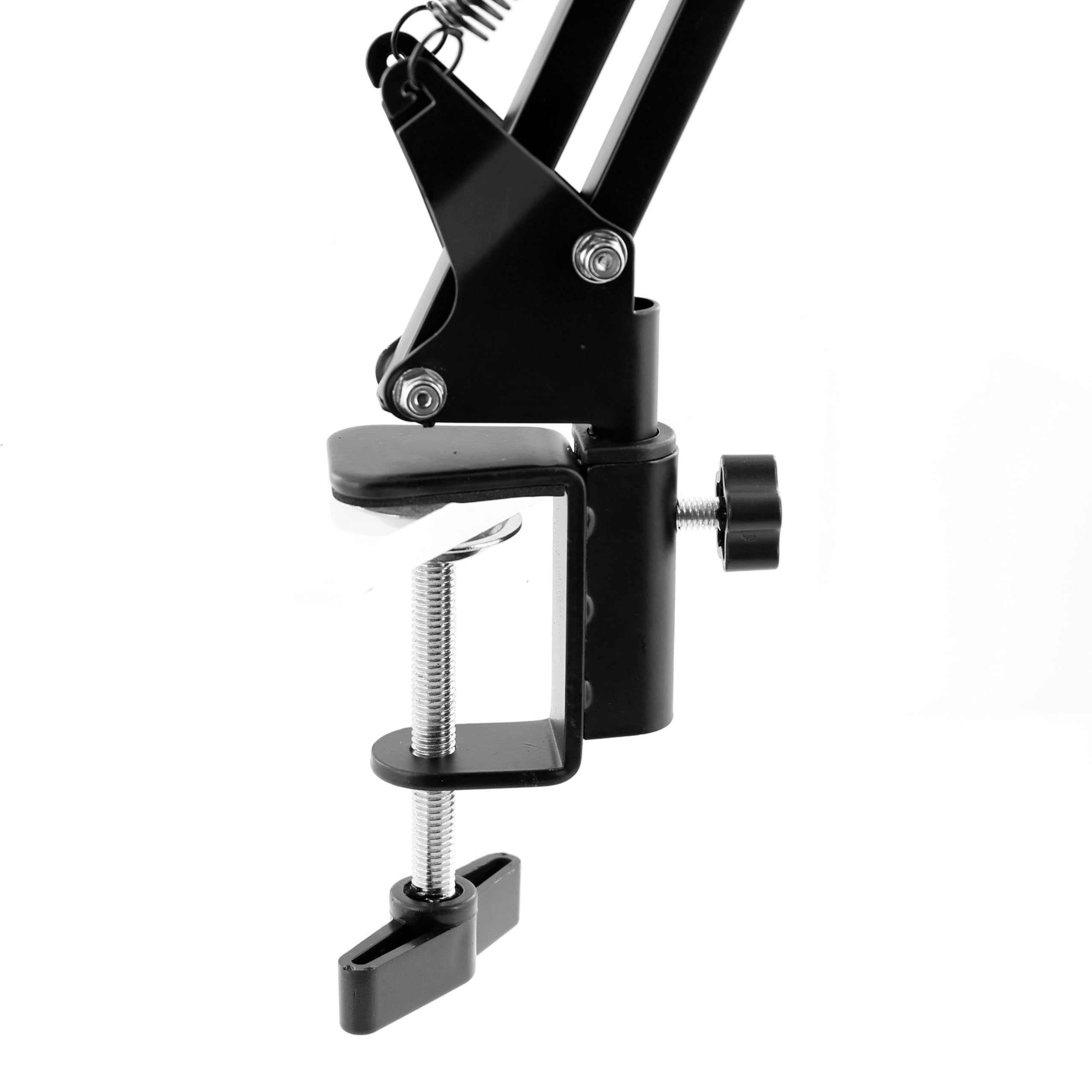 Plugger Studio Podcast Arm Support de Suspension Microphone réglable, Perche Ciseaux Microphone Bras articulé Noir pour Podcast Streaming Broadcast Gaming Radio. Adaptateur fileté 3/8" – 5/8" fourni.