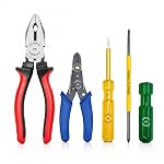 4-Piece Combo: 1 Combination Plier, 1 Wire Stripper, 1 Line Tester, 2-in-1 Screwdriver