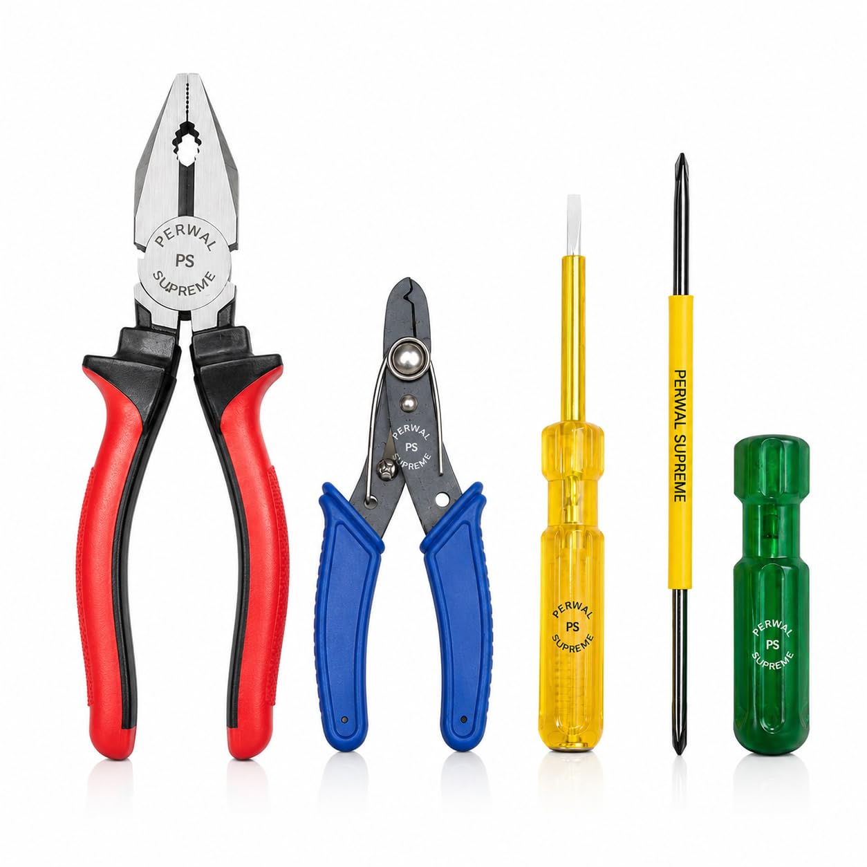 PERWAL SUPREME 4-Piece Combo: 1 Combination Plier, 1 Wire Stripper, 1 Line Tester, 2-in-1 Screwdriver-image-44