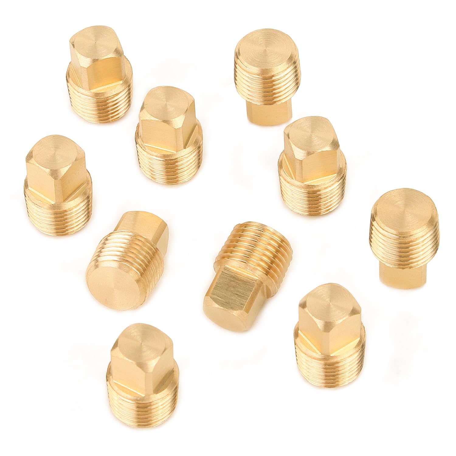 Plug 1/8" NPT mâle en laiton pour raccord de tuyau d'eau et d'air - Lot de 10 bouchons carrés