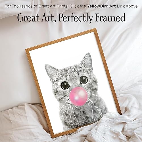 Vista 10 de Tabby cat Wall Art 11x14 - Cute Cat Nursery Wall Decor for Girls Bedroom, Kids Room - Pink Girly Kitty, PussyCat, Kitten Art - Kitten Lover Gifts