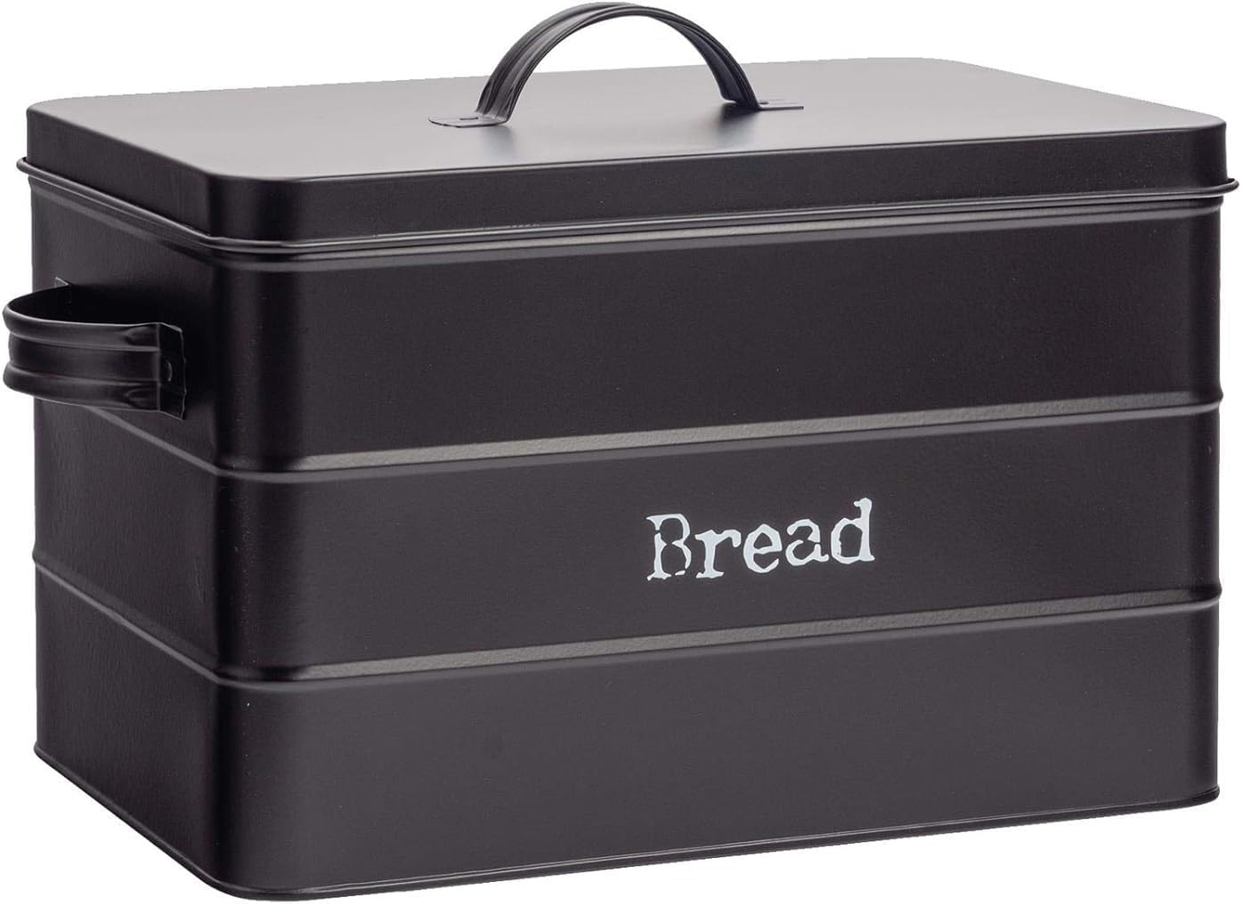 EHC Extra Large Bread Bin with Lid, Black Breadbox for Bread Storage