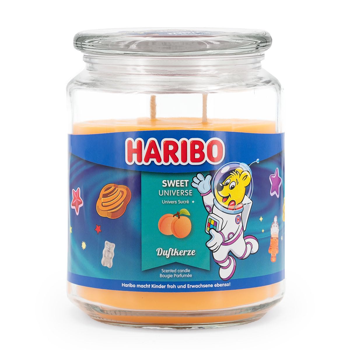 Haribo™ Scented Candle, 2 Wicks, HxD: 13 x 10 cm, 100-hour Burn time, Glass Candle, Gift Option
