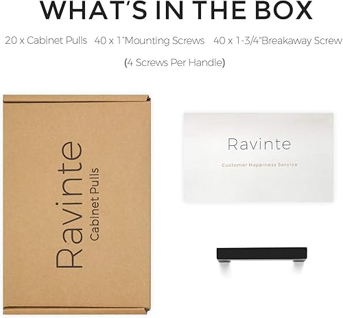 Vista 199 de Ravinte Paquete de 20 manijas cuadradas de gabinete de cocina de 18 pulgadas, color negro mate, tiradores de cajón negros, manijas de gabinete