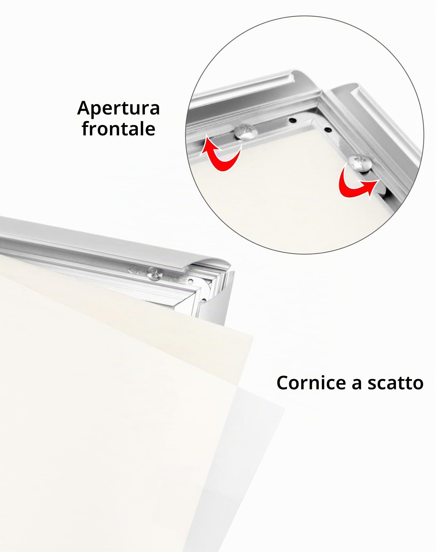 QWORK® 5 Pezzi Cornice a Scatto - A3 (29,7 x 42 cm) - Profilo in Alluminio Anodizzato da 25 mm - per Mostrare Disegni, Certificati, Poster