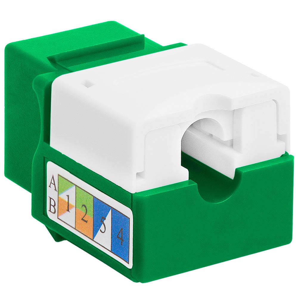 Cmple RJ45 Keystone Jack 90 stopni Cat6 Keystone Jack Insert Punch Down RJ45 Złącza żeńskie do płyt ściennych, paneli krosowych, kabli Ethernet - zielony
