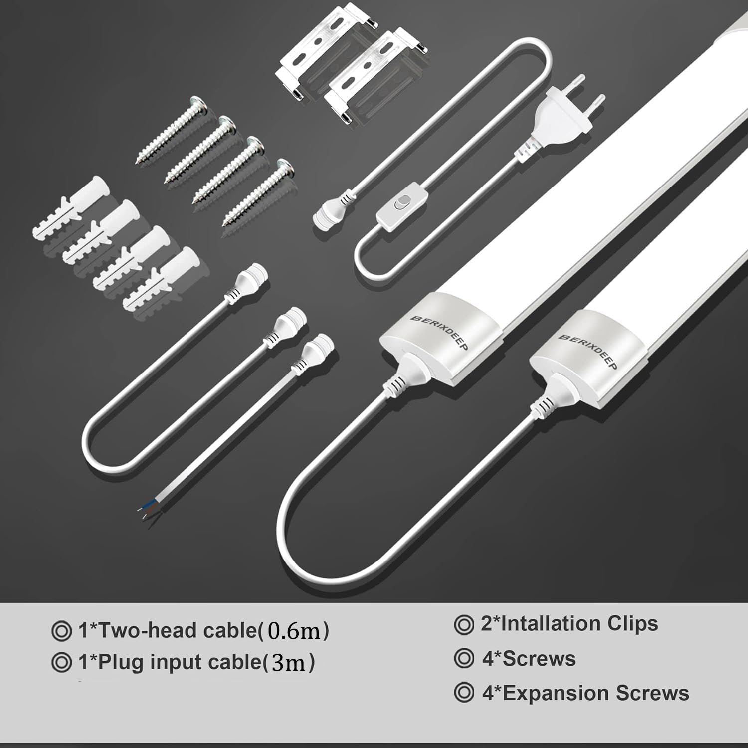 CCT Regleta LED Cocina Techo 60cm con Ajuste de Color 3000K-6500K, Barra LED Exterior Impermeable IP65 para Tobertizo, Garaje, Lavadero, Taller, Sótano, 18W