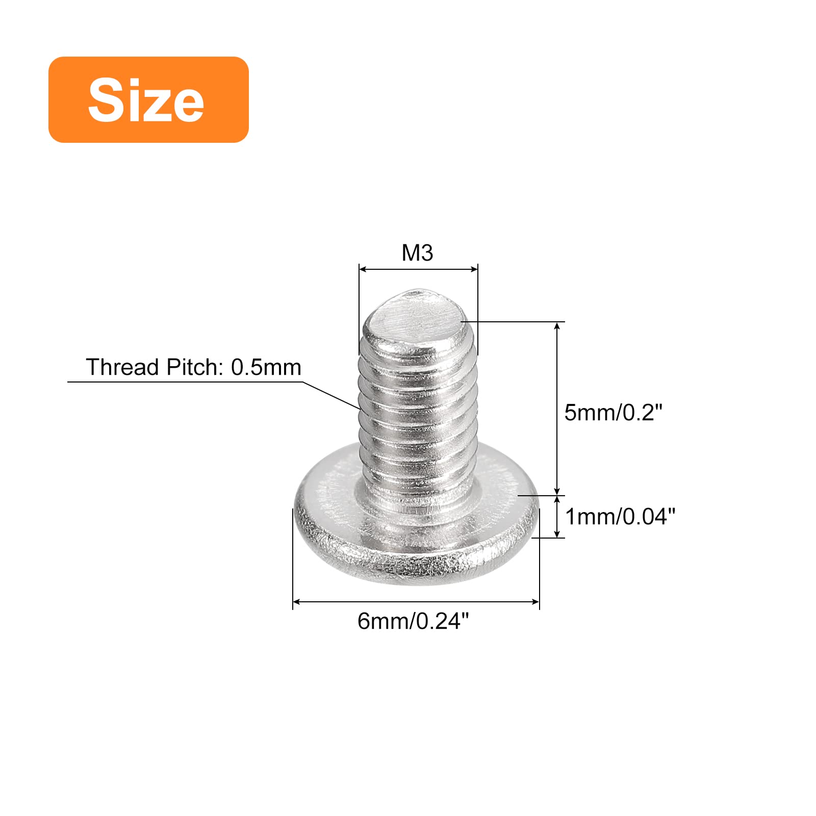 Stainless Steel Machine Screws - 100 Pcs M3 -2