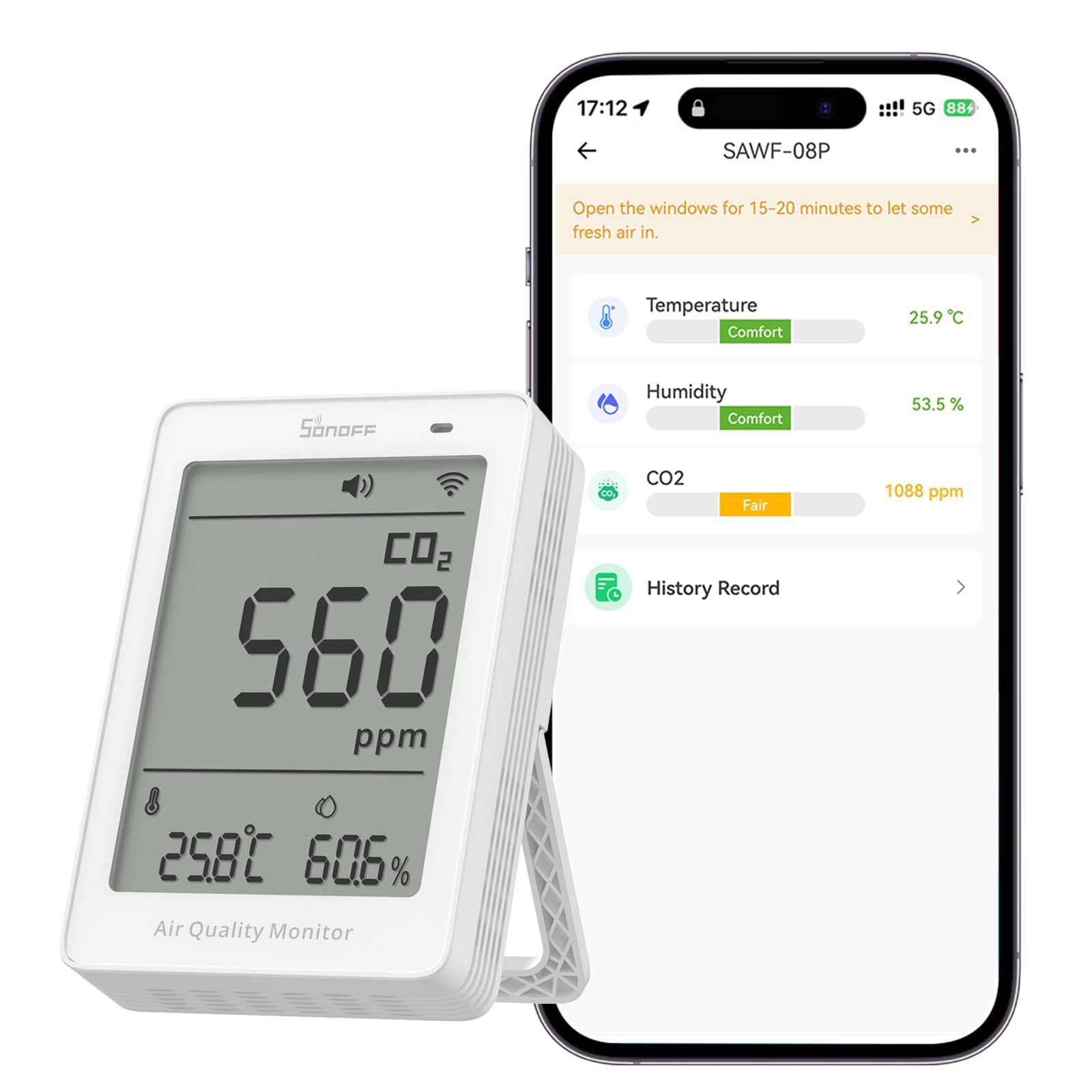SONOFF AirGuard CO2 Monitor – Intelligenter Raumluftqualitätsmonitor