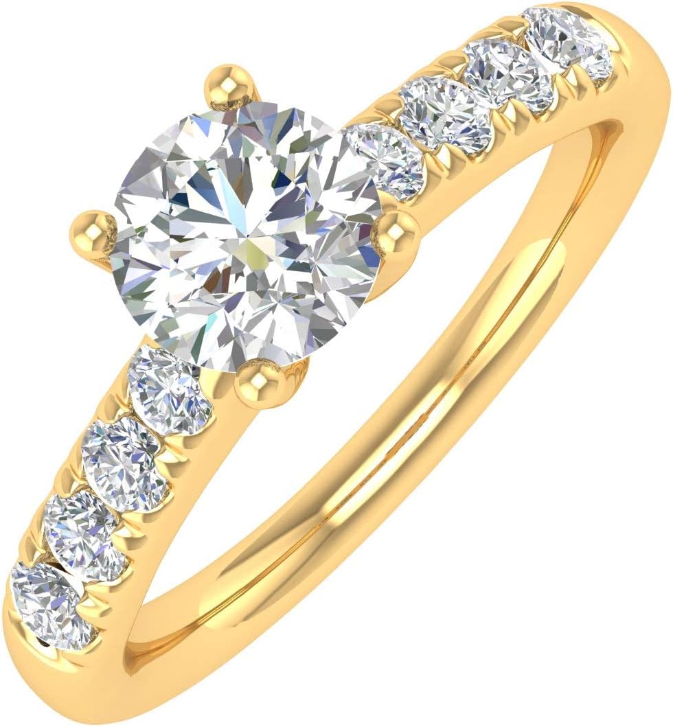 FINEROCK 3/4 Carat Diamond Engagement Ring Band in 14K Gold (I1-I2 Clarity)