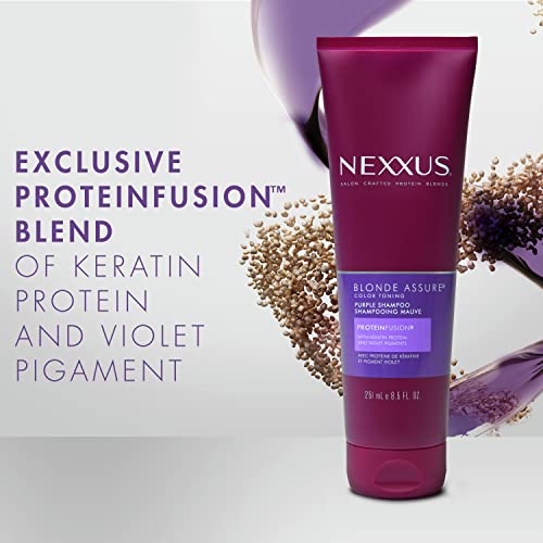 Nexxus Blonde Assure Purple Shampoo & Conditioner Color Assure Combo Pack Blonde, Bleached & Silver Hair Color Shampoo & Conditioner With Keratin Protein & Violet Pigment 13.5 Fl Oz #TOP2