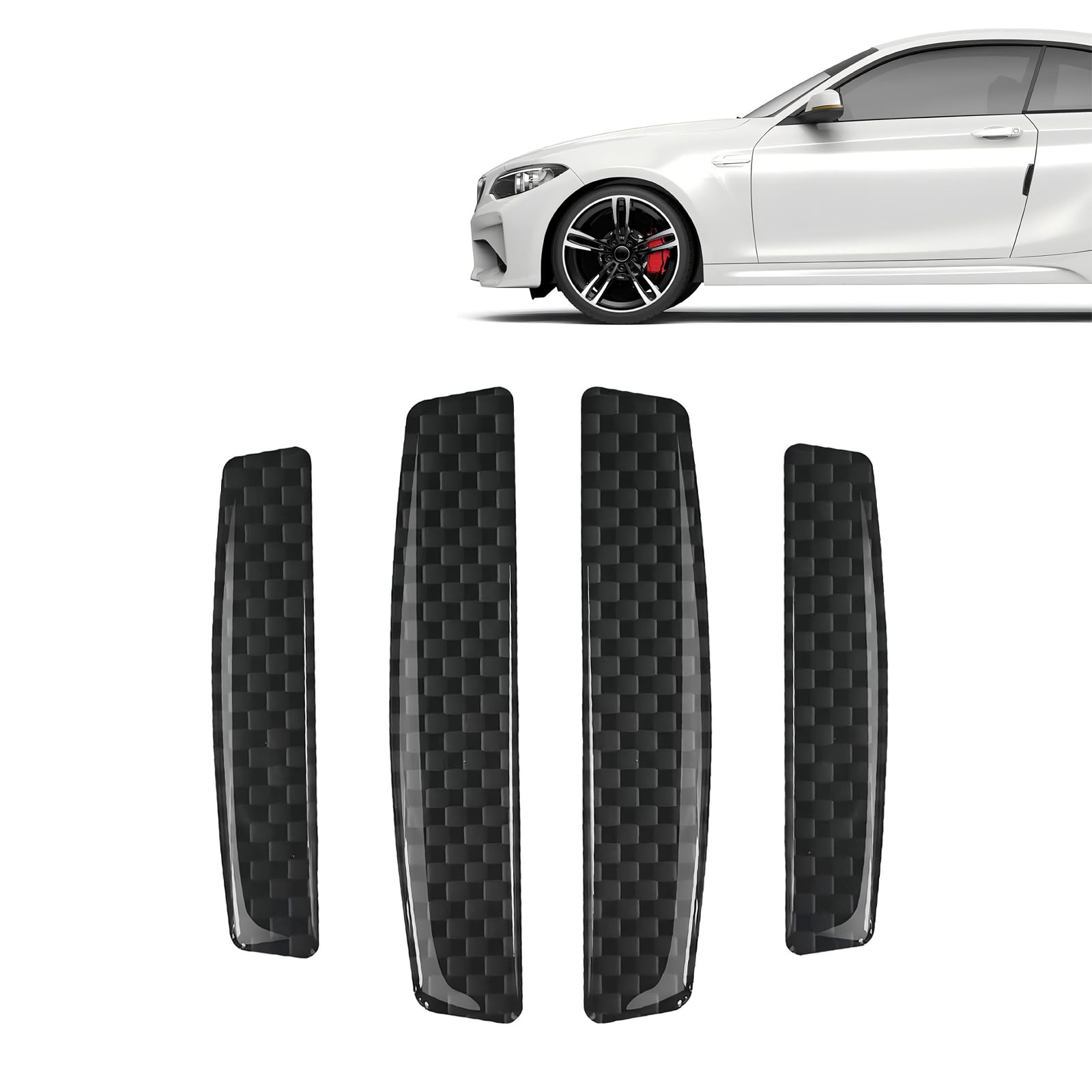 Eratus 4 PCS Car Door Anti-Collision Strip, 3.03" x 0.59" + 3.74" x 0.79" Carbon Fiber Texture Body Mirror Anti-Scratch Decoration, Self-Adhesive