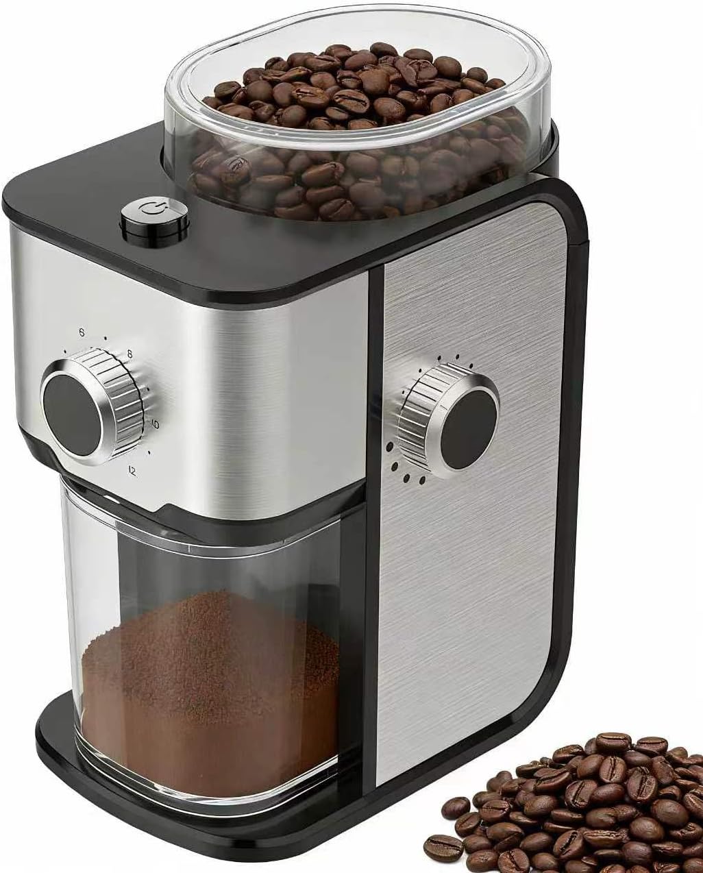 Flat Burr Coffee Grinder Electric, Adjustable Coffee Grinder for Home Use, Compact Coffee Beans Grinder with 14 Grind Settings, 2-12 Cups for Home & Office